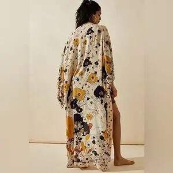 Free People Hidden Hills Maxi Robe Womens Medium Cream Boho Festival Floral - Picture 9 of 16
